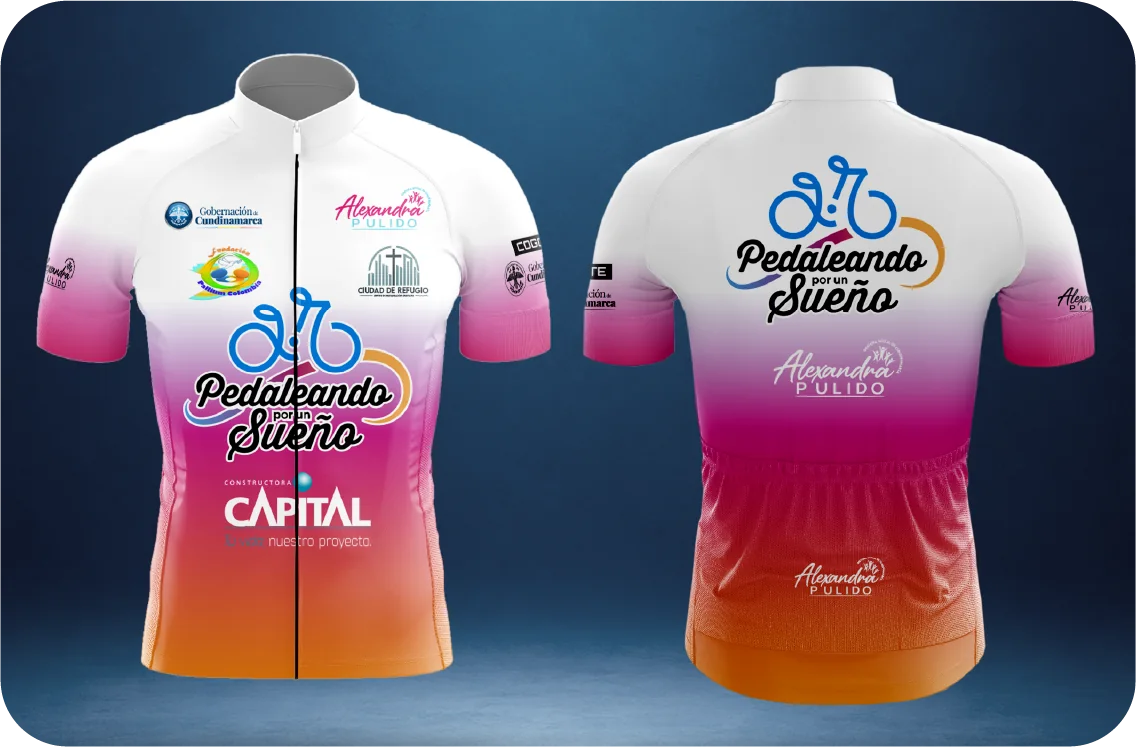 Jersey oficial de ciclismo de la carrera, vista frontal y posterior